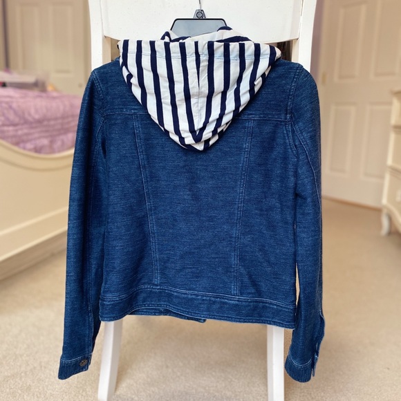 Splendid Jean Jacket w/ Built In Striped Hoodie - Picture 2 of 8